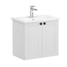 Vitra Root Classic 68639 Lavabo Dolabı, Kapaklı, 60 Cm, Dar, Mat Açık Gri, Yuvarlak Lavabolu